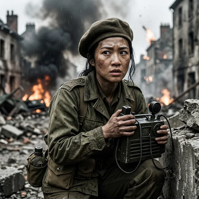 Same character in war scene